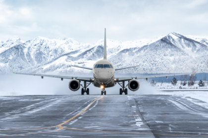 Snowy plane