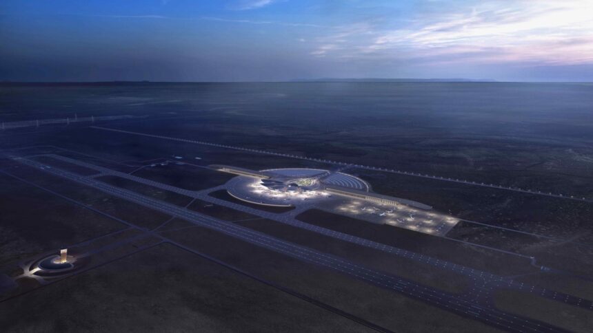 Red Sea International Airport at night