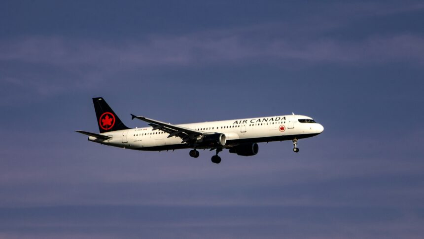 Air Canada aircraft with iconic red rondelle livery bright