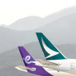 A Cathay Pacific plane and a HK Express plane.