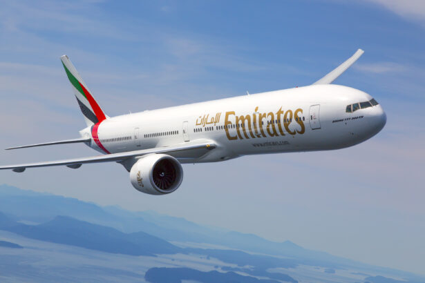 Picture of Emirates Aircraft Boeing 777-300 in the sky