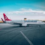 A Turkish Airlines plane on the runway