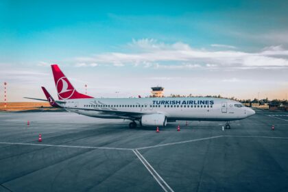 A Turkish Airlines plane on the runway