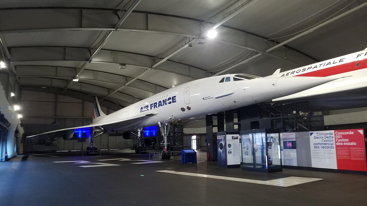 A retired Air France Concorde displayed in a museum