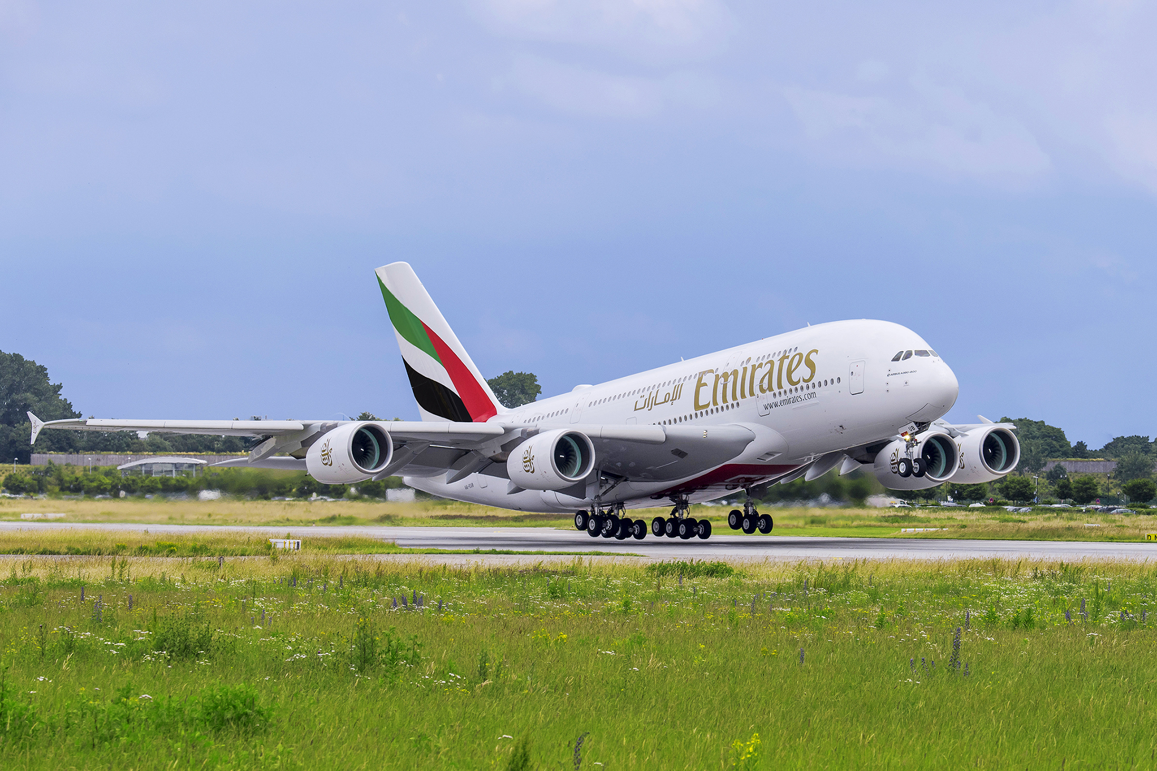 An Emirates A380 plane.