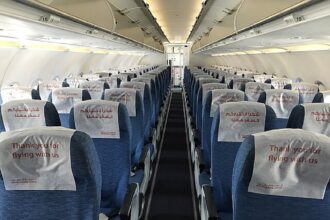 The interior of Air Arabia's A320 aircraft
