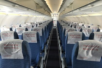 The interior of Air Arabia's A320 aircraft