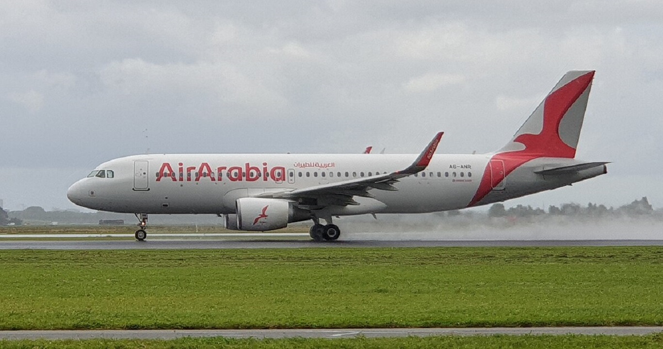Air Arabia's A320 Airbus on Schipol Airport's runway