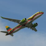 airBaltic plane in the sky