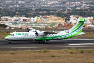 A Binter ATR 72-600 aircraft on a runway