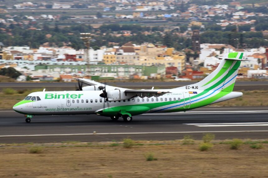 A Binter ATR 72-600 aircraft on a runway