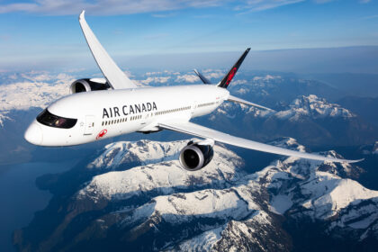 An Air Canada boeing 787-9 in air.