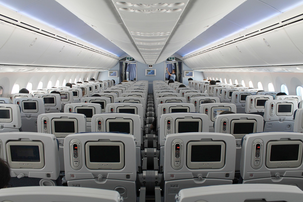 ANA Boeing 787-8 cabin interior.