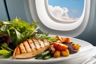 A chicken dish served in-flight
