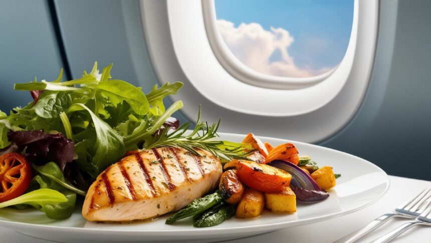 A chicken dish served in-flight