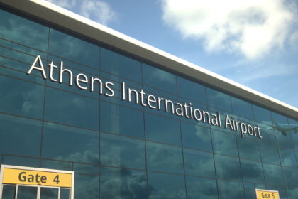 An outside view of Athens International Airport.