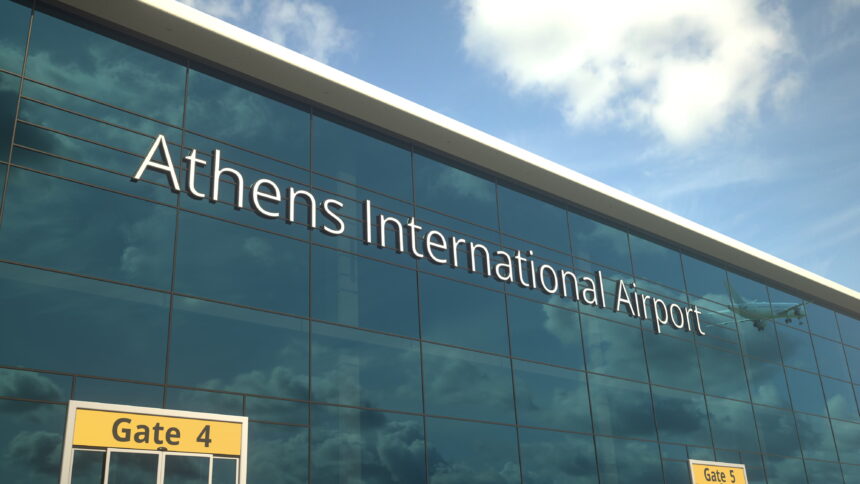 An outside view of Athens International Airport.