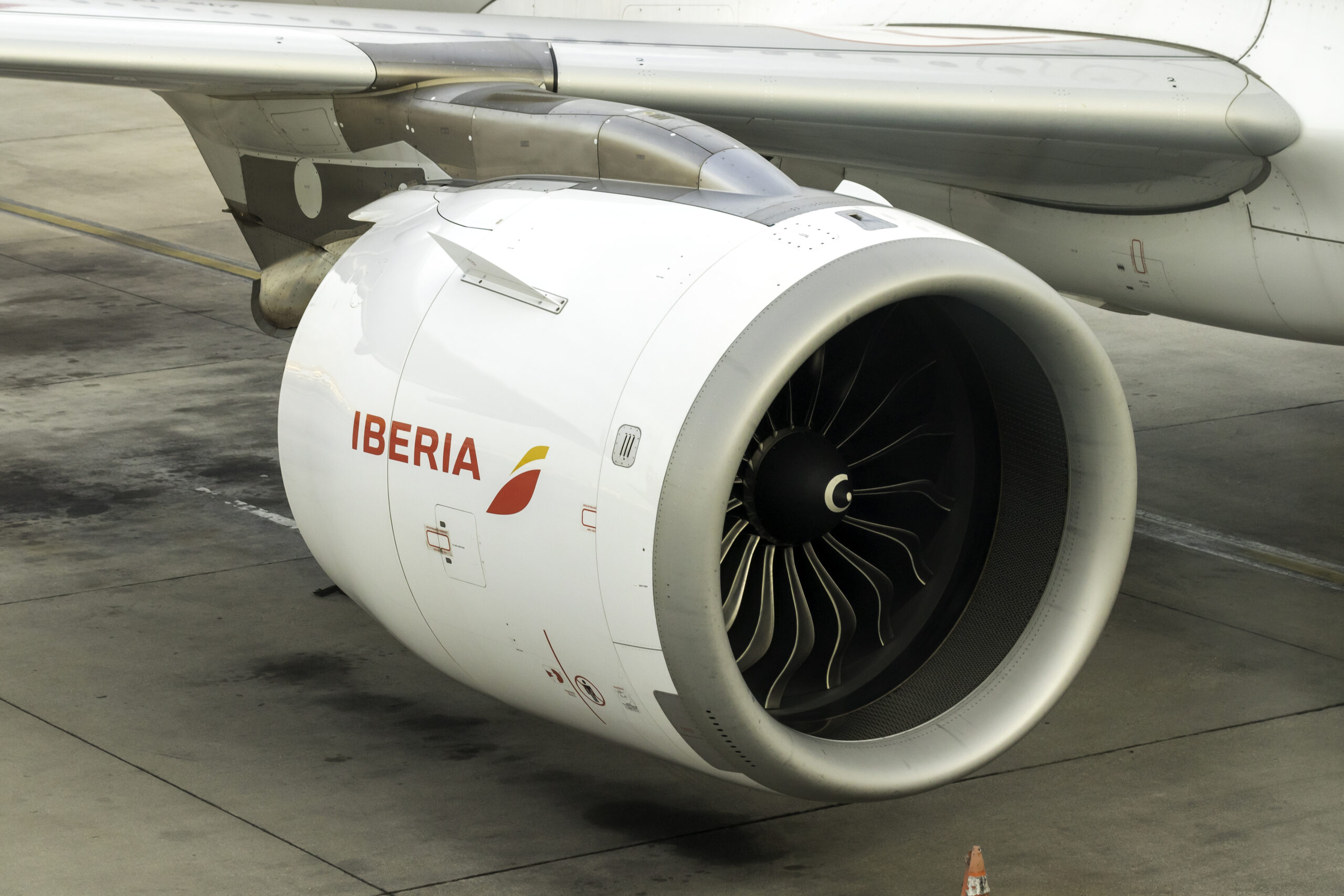 CFMI LEAP-1A26 engine of the Iberia Airbus A320neo at Madrid airport.