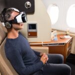 In-flight entertainment, immersive VR headsets © Qantas