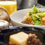 A business class meal