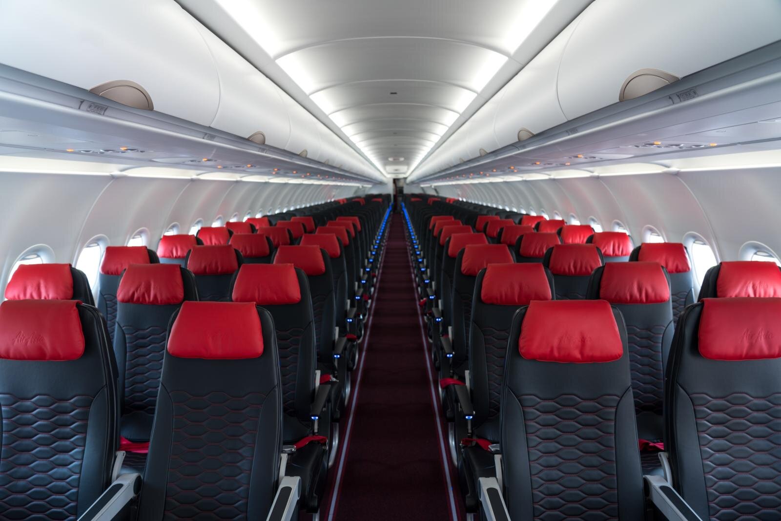 Cabin of AirAsia Airbus A321neo aircraft.