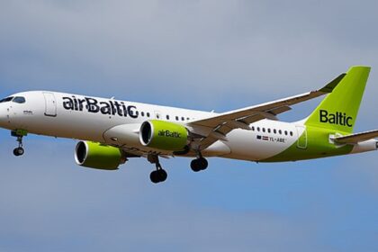 An airBaltic Airbus A220-300 aircraft