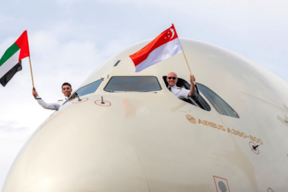 Etihad's A380 Big Bird flying from UAE to Singapore ©Etihad