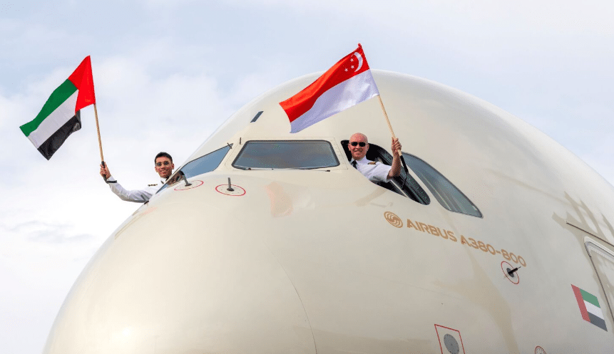 Etihad's A380 “Big Bird” Soars into Singapore for the First
