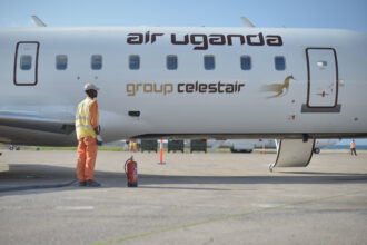 Air Uganda's maiden flight to Mogadishu, Somalia.