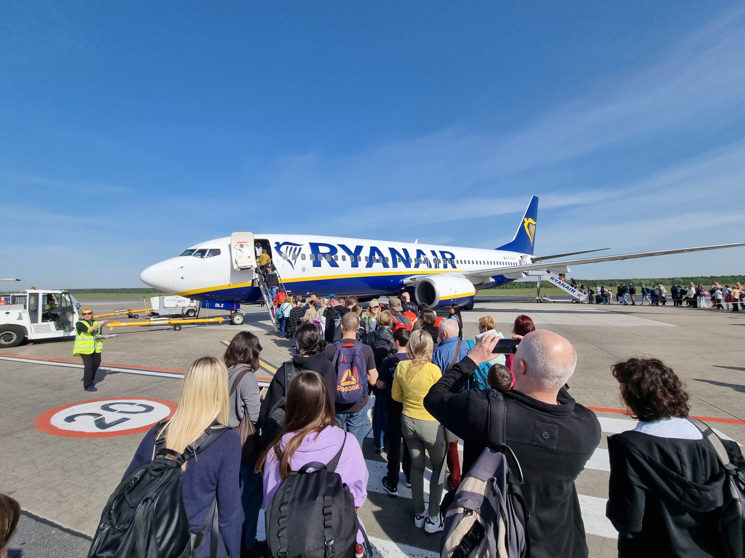 boarding Ryanair flight from Modlin to Stansted