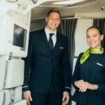 A pair of airBaltic's cabin crew