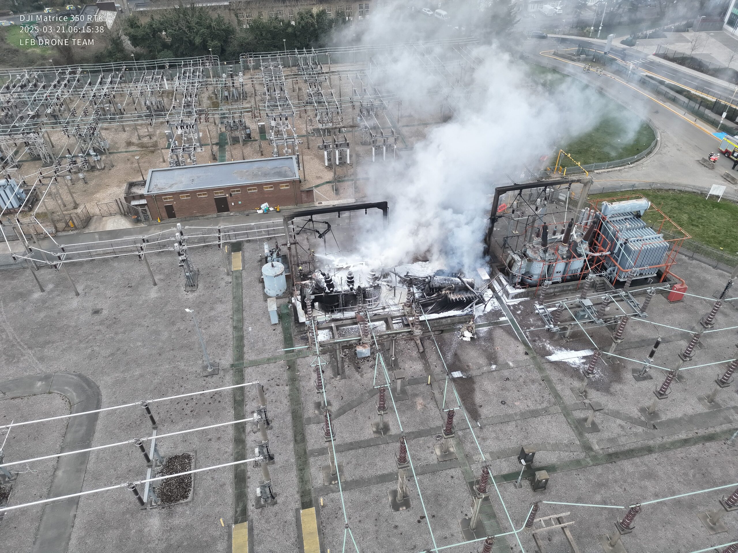Extinguished substation fire at Heathrow airport