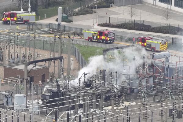 Aftermath of the fire at Hayes Substation