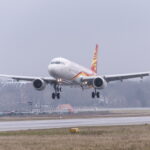 A Hong Kong Airlines plane taking off.