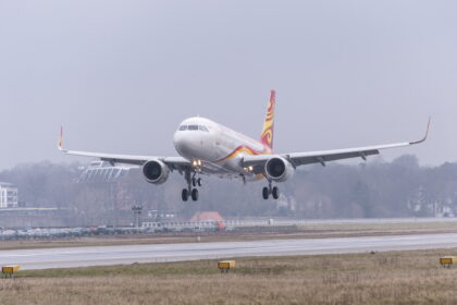 A Hong Kong Airlines plane taking off.
