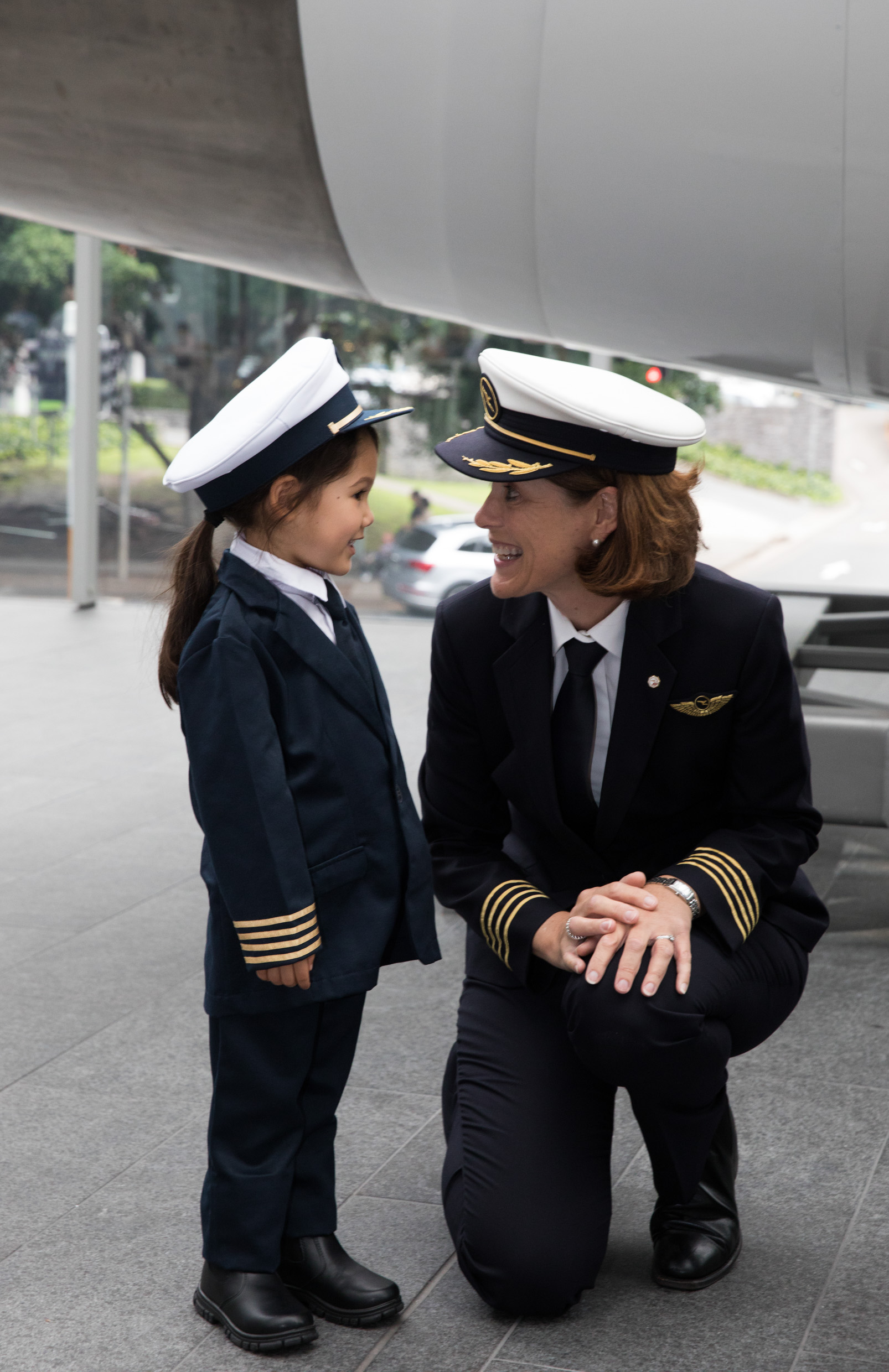 A little girl at the Qantas Pilot Academy. 