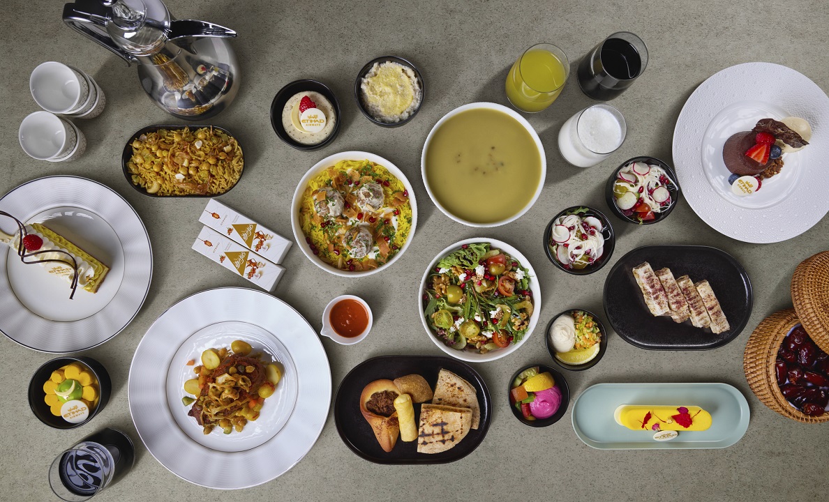 A selection of dishes served to Etihad Airways' passengers