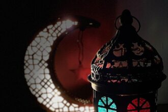 A display of items commemorating Ramadan