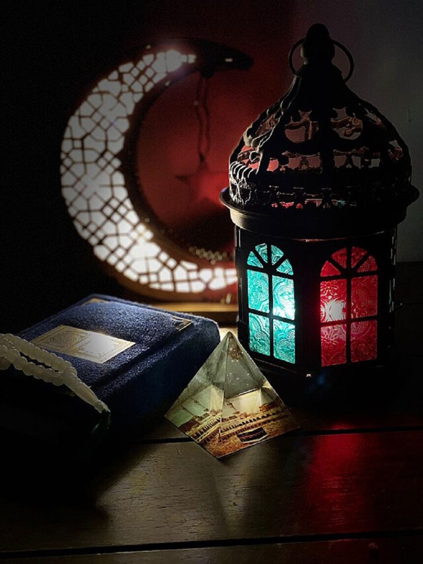 A display of items commemorating Ramadan
