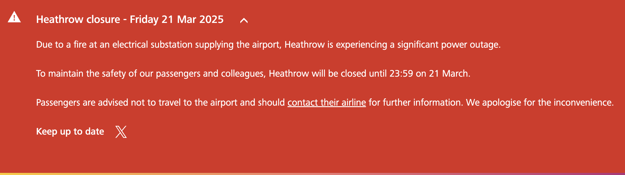 Announcement of closure until 21 March 2359 on their official website.