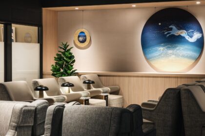 The seating area of Taipei Songshan Airport's new lounge