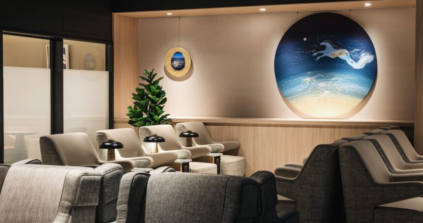 The seating area of Taipei Songshan Airport's new lounge