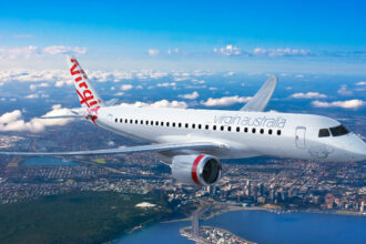 Virgin Australia aircraft mid air