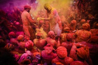 Celebrating Holi in the streets of New Delhi