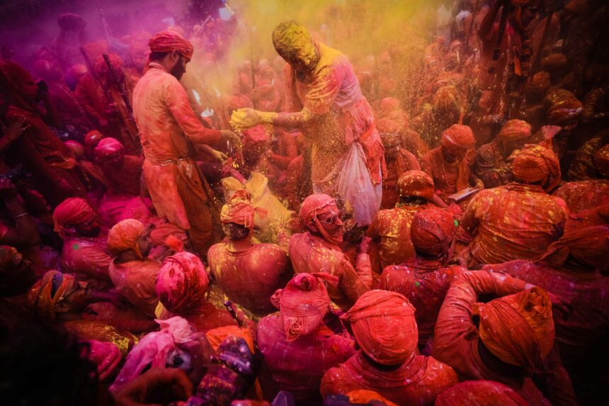 Celebrating Holi in the streets of New Delhi