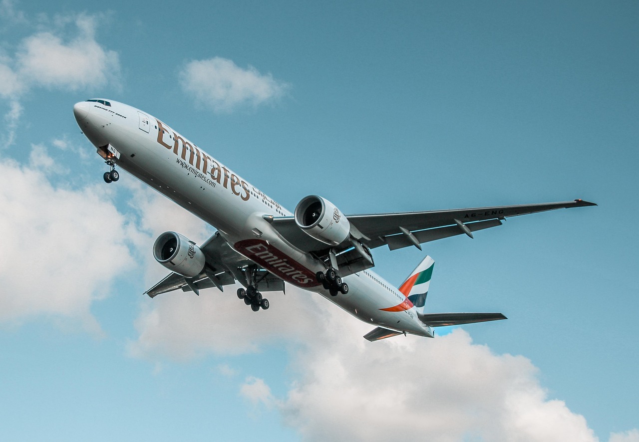 Emirates Boeing 777 in flight