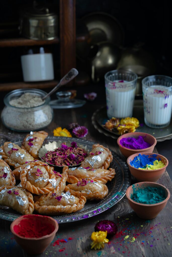 Kesar Gujiya - a seet deep fried dumpling 