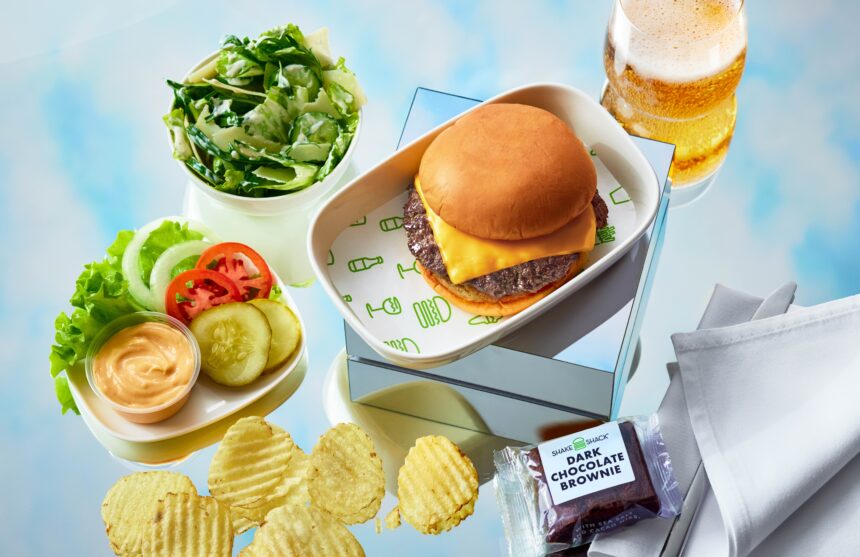 Shake Shack burger offers inflight.