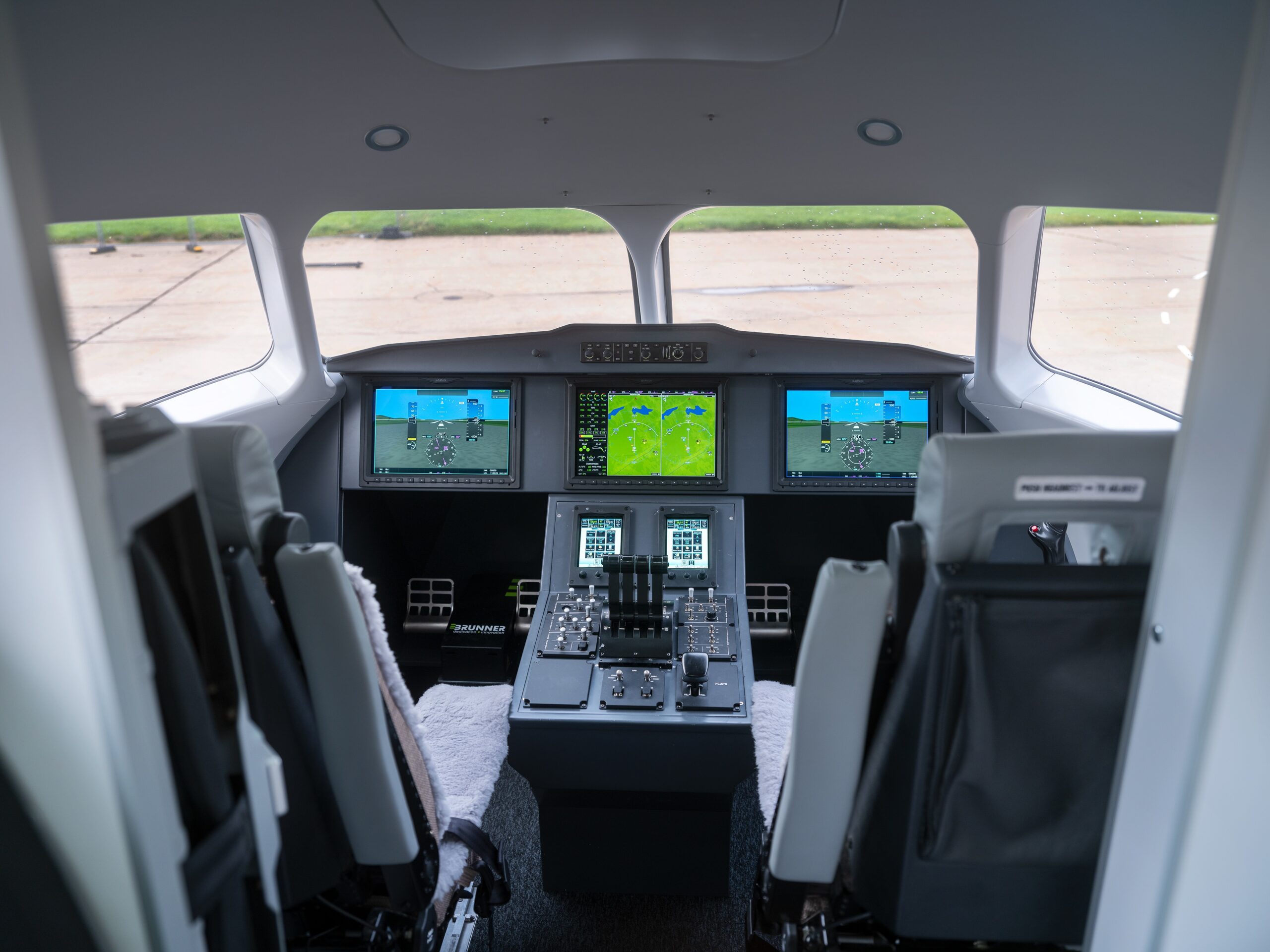 A photo of the cockpit of Heart Aerospace ES-30 cockpit