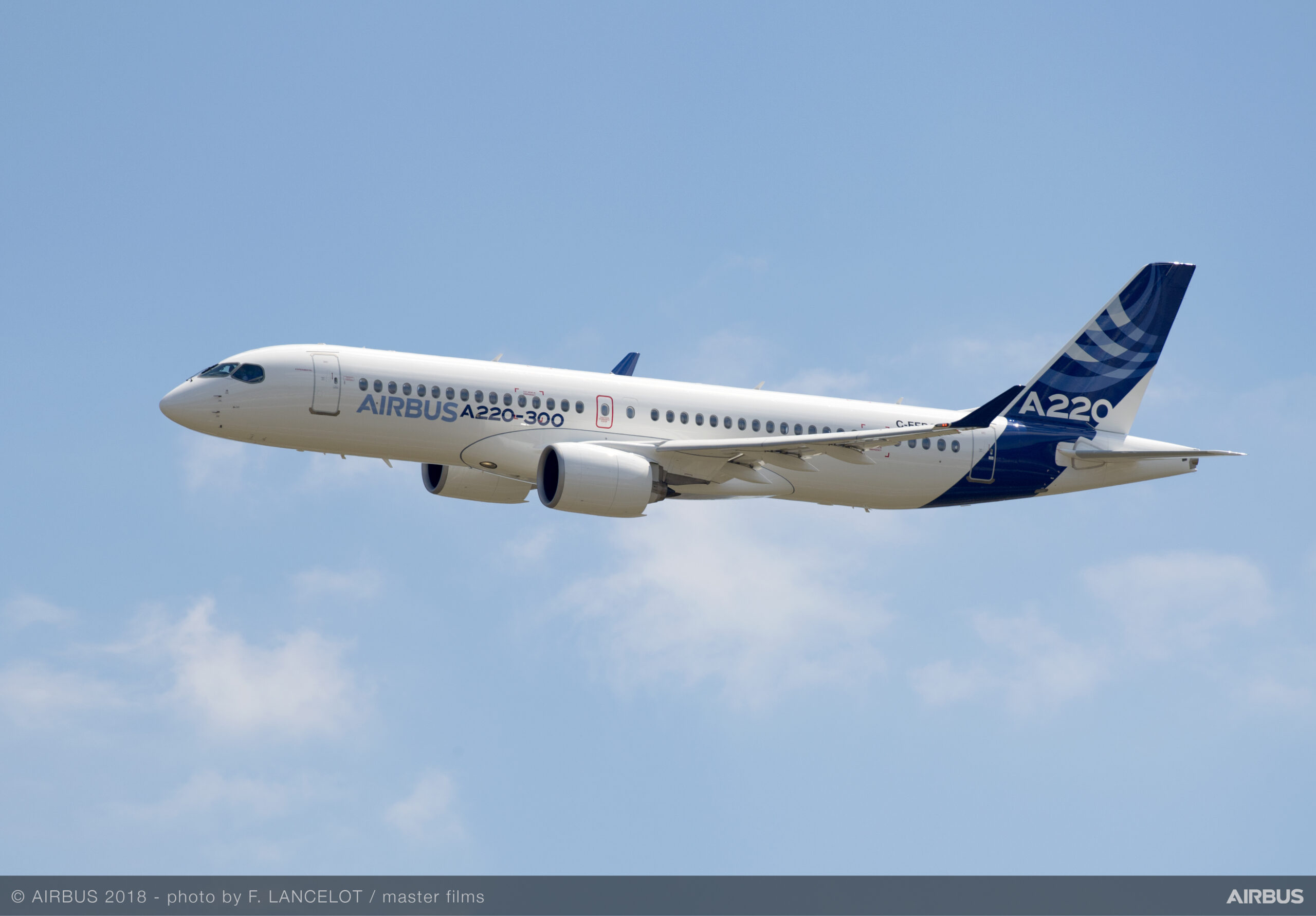 Airbus A220 in air.